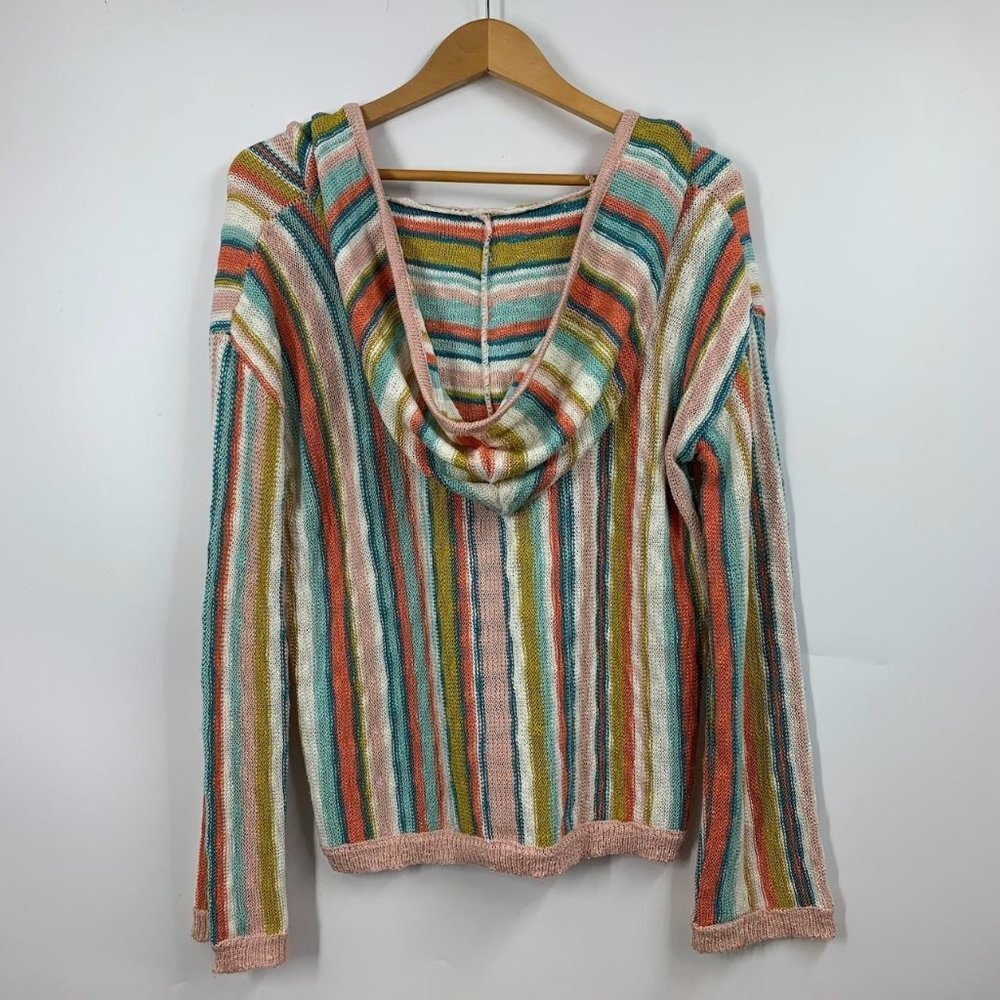 Hem & Thread Women's Rainbow Pastel Knit Long Sleeve Pullover Hoodie Size S - Picture 2 of 12